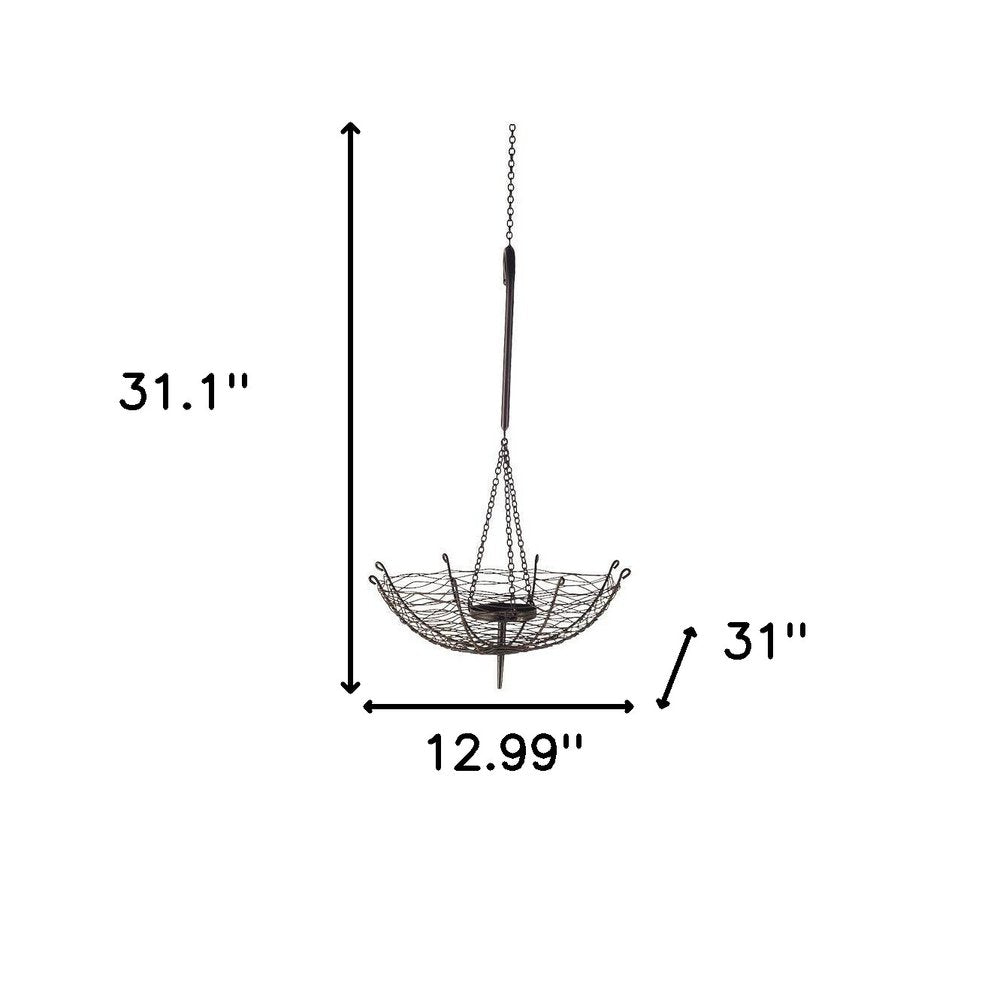 31" Black Distressed Woven Metal Lantern Candle Holder