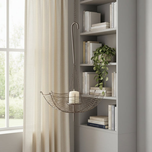 42" Black Distressed Woven Metal Lantern Candle Holder