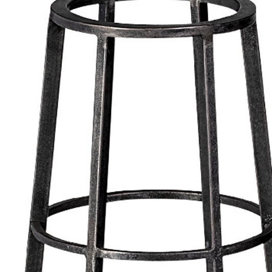 30" Black Distressed Geometric Metal And Glass Lantern Candle Holder