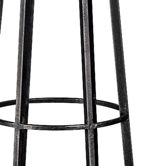 40" Black Distressed Geometric Metal Lantern Candle Holder