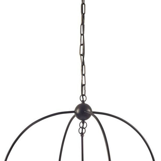 Black Caged Three Light Metal Dimmable Chandelier