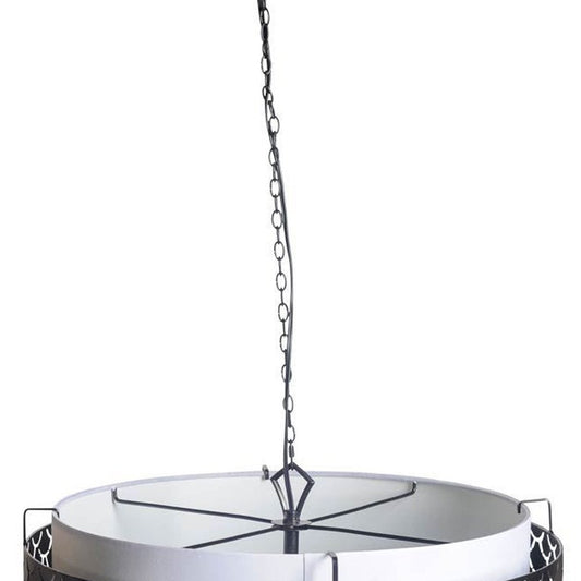Charcoal Black And White Drum Metal Dimmable Chandelier With Black Shades