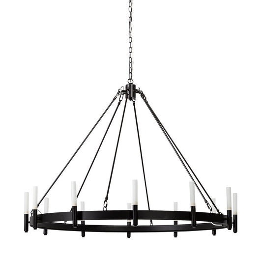 Black Candle Style Twelve Light Glass Dimmable Chandelier