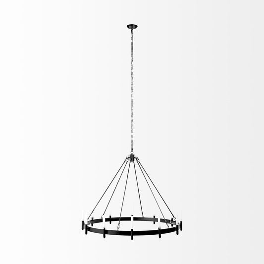 Black Candle Style Twelve Light Glass Dimmable Chandelier