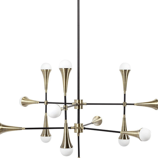 Gold And Black Sputnik Multi Light Metal and Glass Dimmable Chandelier