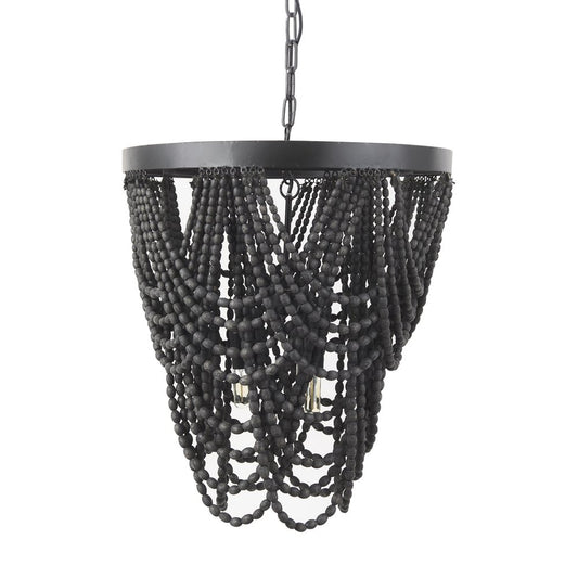 Black Empire Three Light Metal and Beads Dimmable Chandelier
