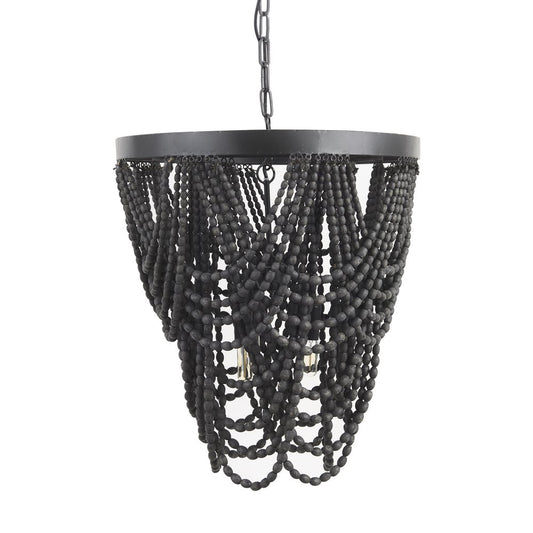 Black Empire Three Light Metal and Beads Dimmable Chandelier