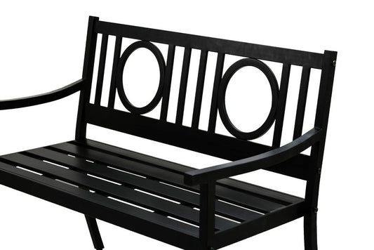 45" Black Metal Geometric Back Garden Patio Bench