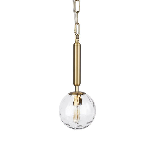 Clear And Gold Single Metal Dimmable Ceiling Light With Clear Shades