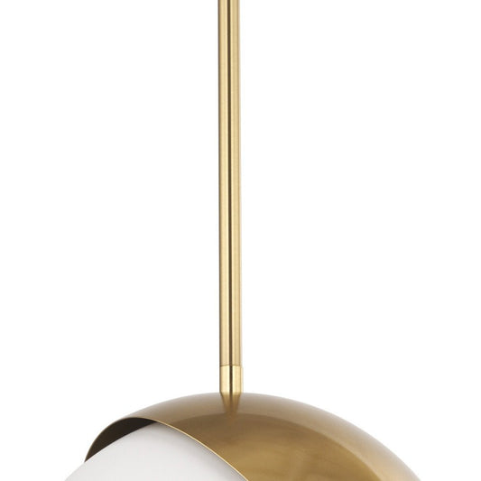 Brass And White Single Metal Dimmable Ceiling Light With White Shades