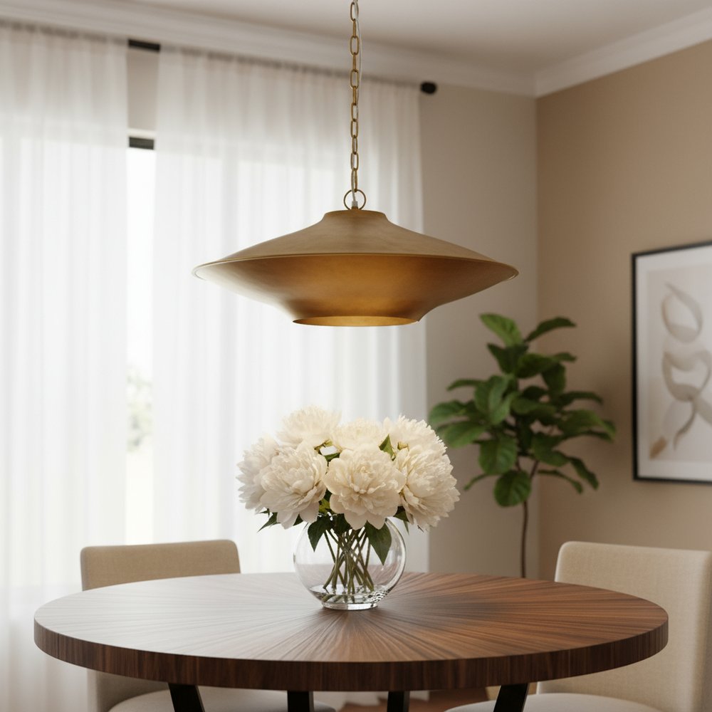 Gold Single Metal Dimmable Ceiling Light With Gold Shades