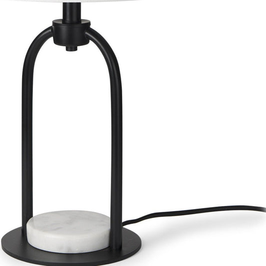 22" Black Round Bedside Lamp With Drum Shade