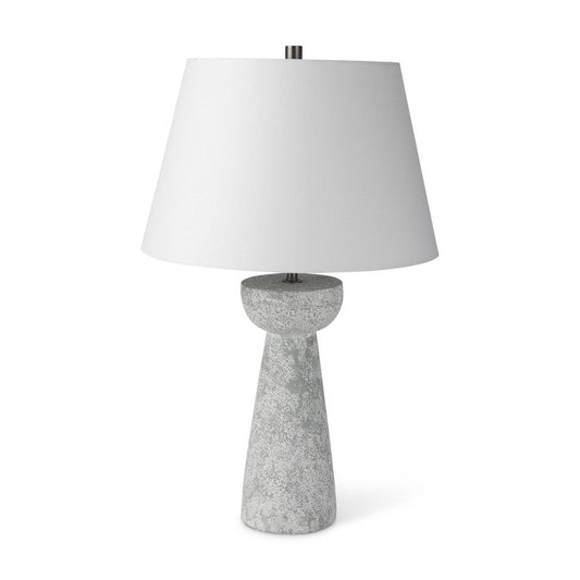 27" Gray Round Bedside Lamp With Empire Shade