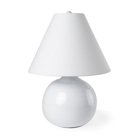 11" White Round Bedside Lamp With Empire Shade