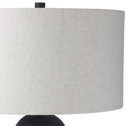 30" Black Round Bedside Lamp With Drum Shade