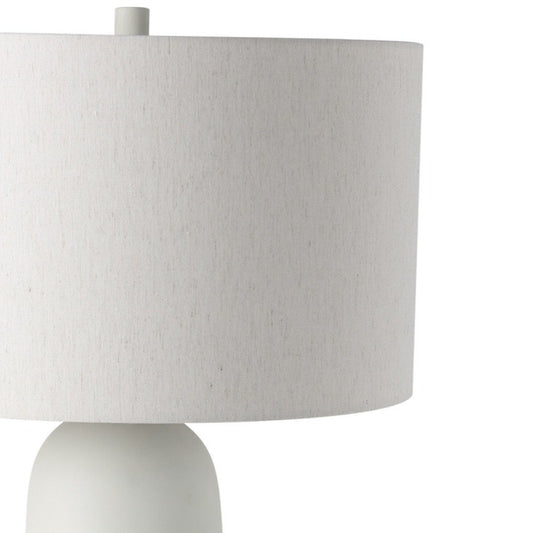 30" Cream Round Bedside Lamp With Drum Shade