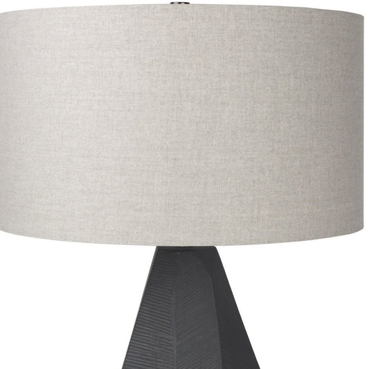 30" Black Round Bedside Lamp With Drum Shade