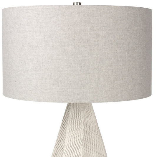 30" Cream Round Bedside Lamp With Drum Shade