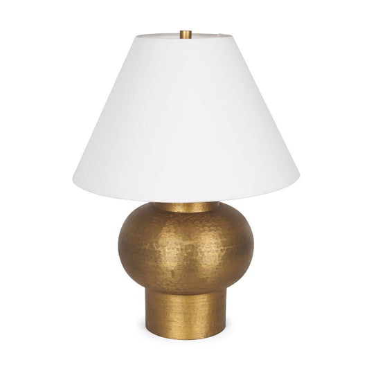 26" Gold Round Bedside Lamp With Bell Shade