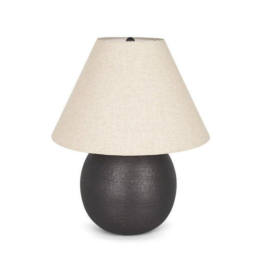 24" Black Round Bedside Lamp With Empire Shade