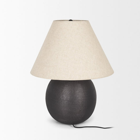 24" Black Round Bedside Lamp With Empire Shade
