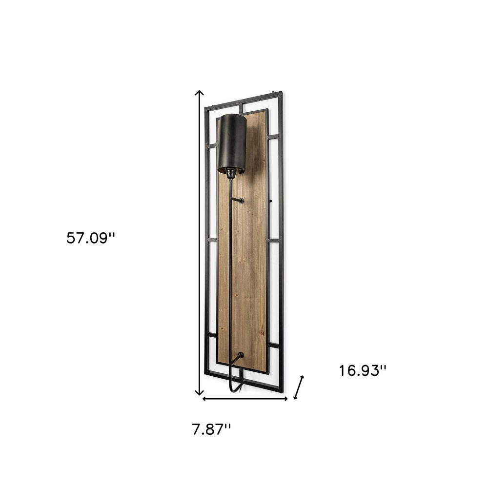 57" Black Metal Corner Wall Light