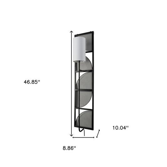 47" Black Metal and Fabric Wallchiere Sconce