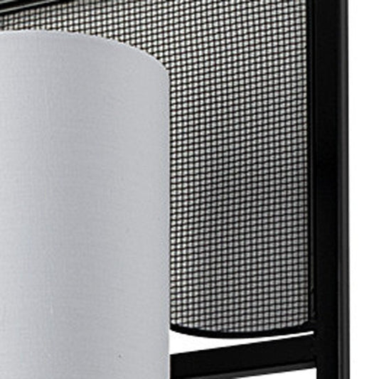 47" Black Metal and Fabric Corner Wall Light