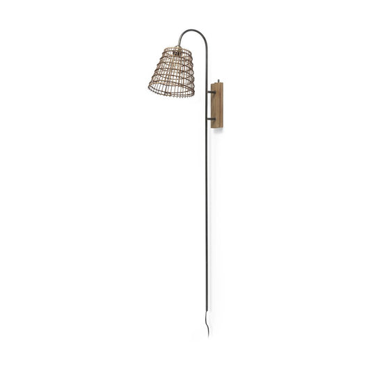 16" Brown Metal Corner Wall Light