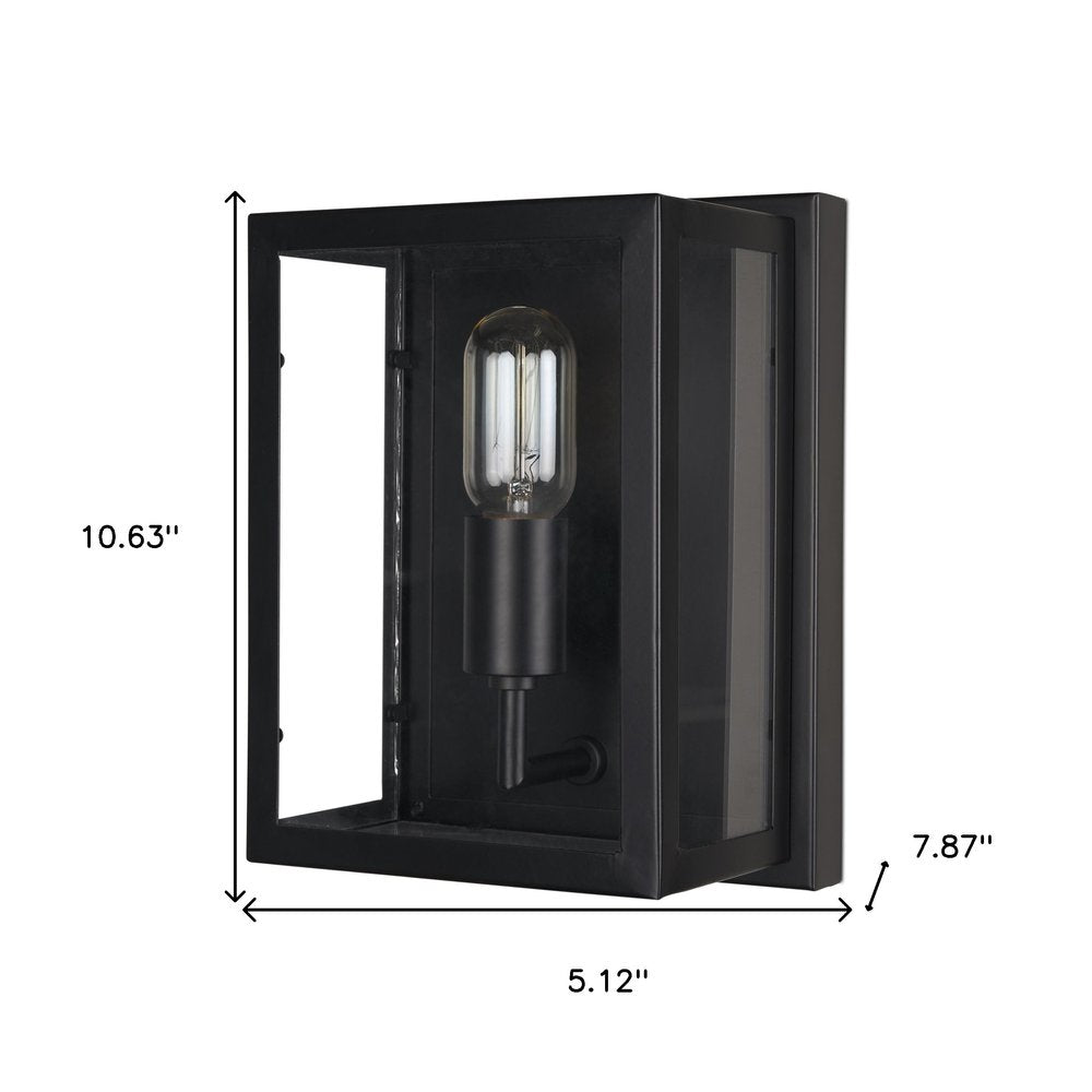 11" Black Metal Corner Wall Light