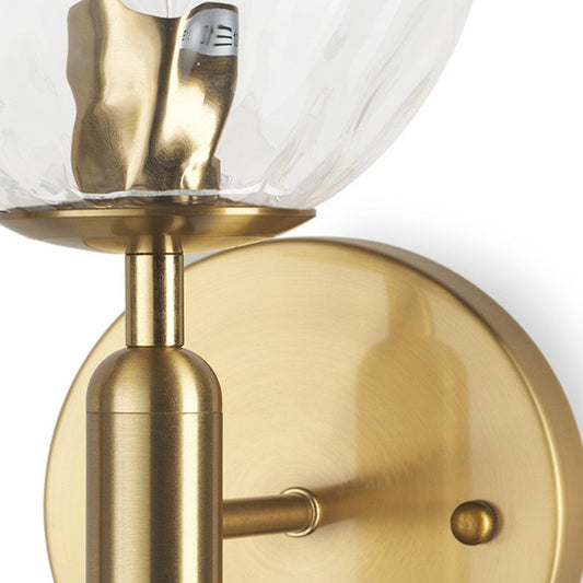 13" Gold Metal and Glass Corner Wall Light