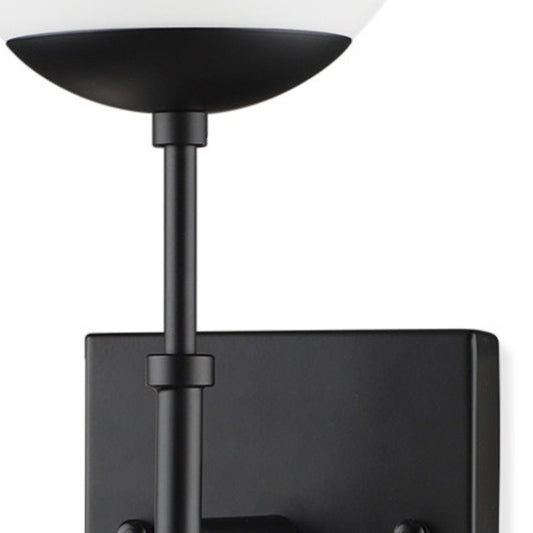 6" Black Metal and Glass Corner Wall Light