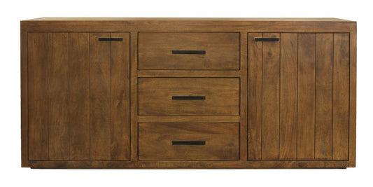 71" Chestnut Distressed Solid Wood Three Drawer Sideboard with Two Doors