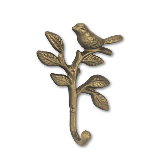 5" Antiqued Gold Cast Iron Bird Wall Hook