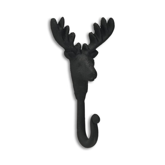 3" Black Cast Iron Deer Stag Wall Hook