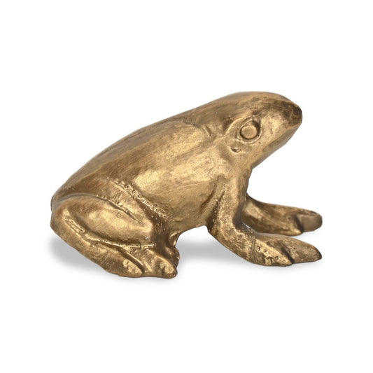 3" Antiqued Gold Cast Iron Frog Figurine
