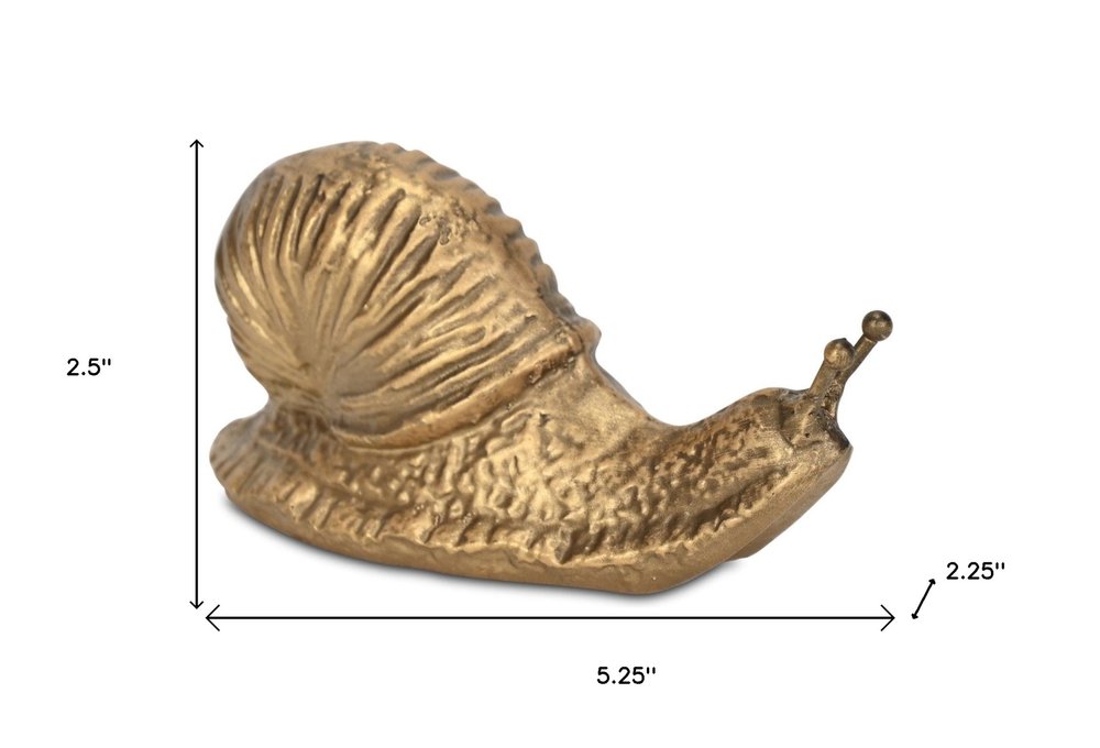3" Antiqued Gold Cast Iron Snail Figurine