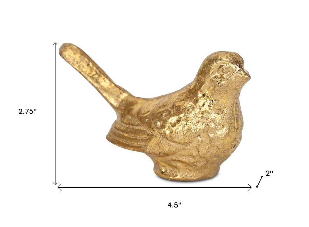 5" Gold Cast Iron Bird Figurine