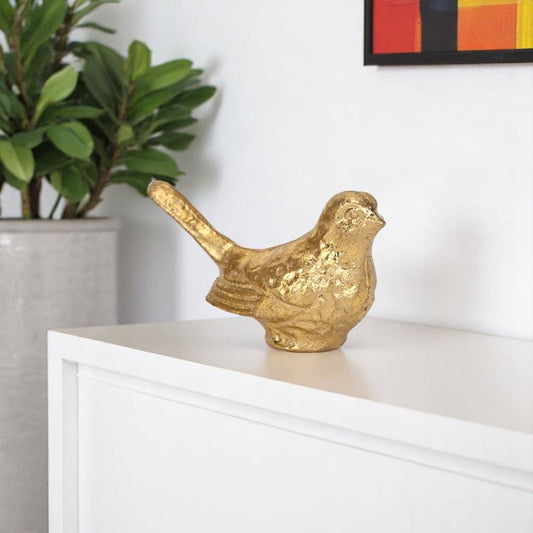 5" Gold Cast Iron Bird Figurine