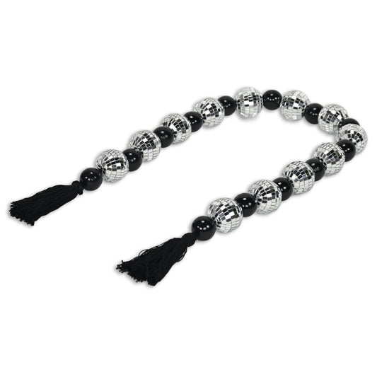 48" Black And Silver Bling Bling Beads Decorative Tassel