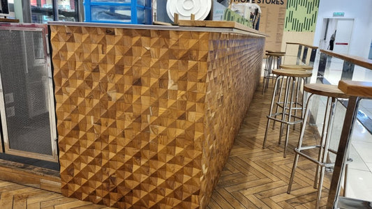 Brown 3D Embossed Diamond Teak Reclaimed Wood Decorative Wall Panels