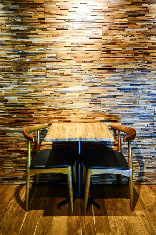 Brown 3D Embossed Geometric Teak Reclaimed Wood Decorative Wall Panels