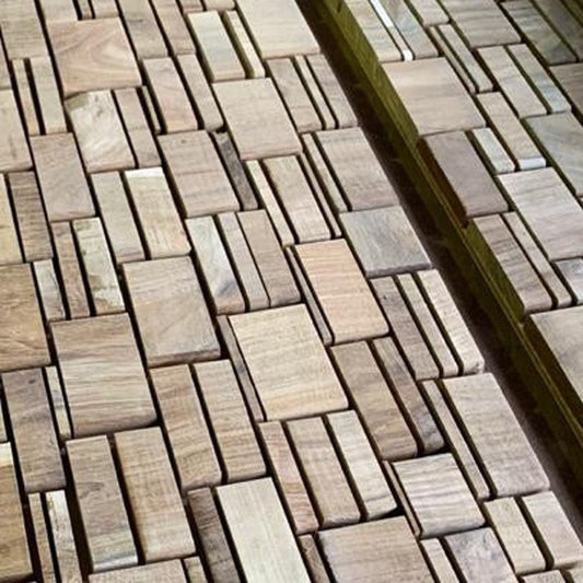 Brown 3D Embossed Abstract Teak Reclaimed Wood Decorative Wall Panels