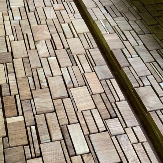 Brown 3D Embossed Teak Reclaimed Wood Decorative Wall Panel