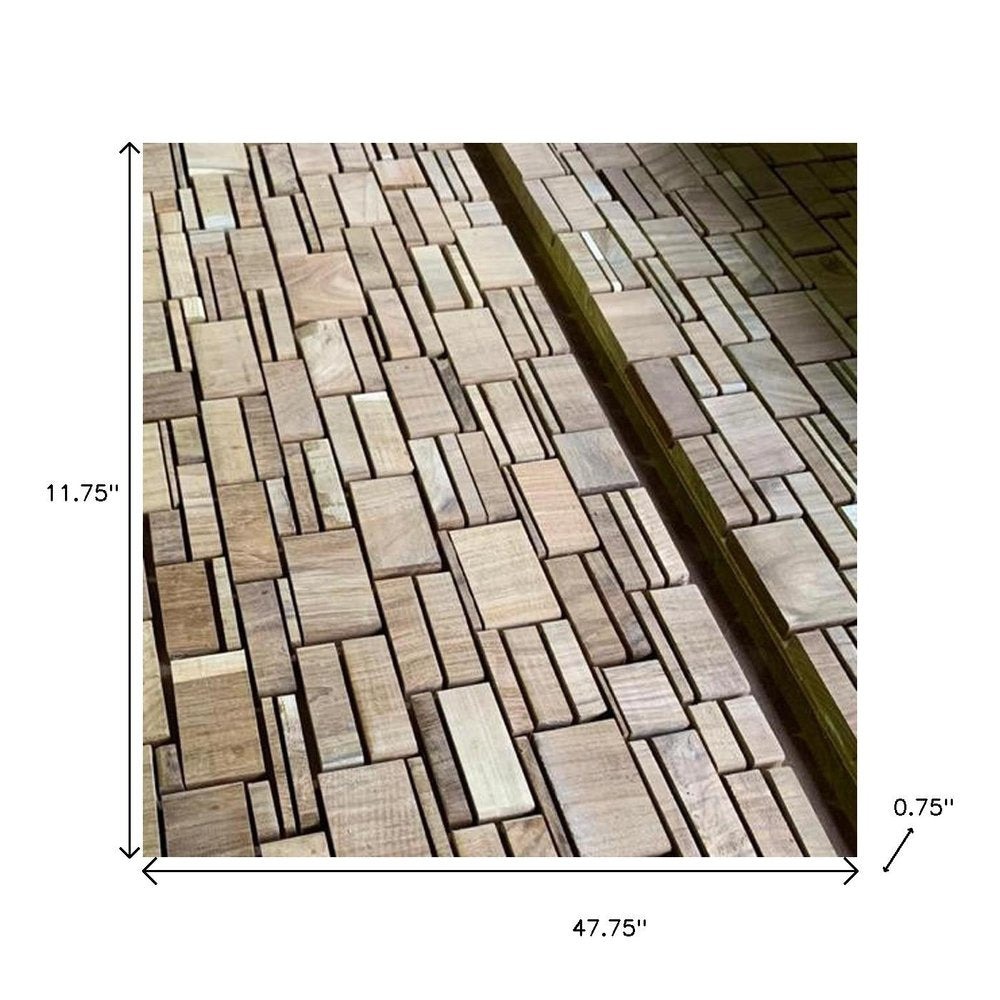 Brown 3D Embossed Abstract Teak Reclaimed Wood Decorative Wall Panels