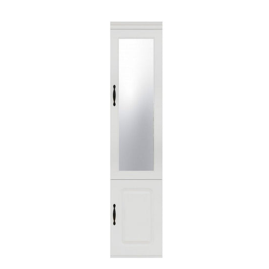 71" White Wood Mirrored Two Door Combo Dresser
