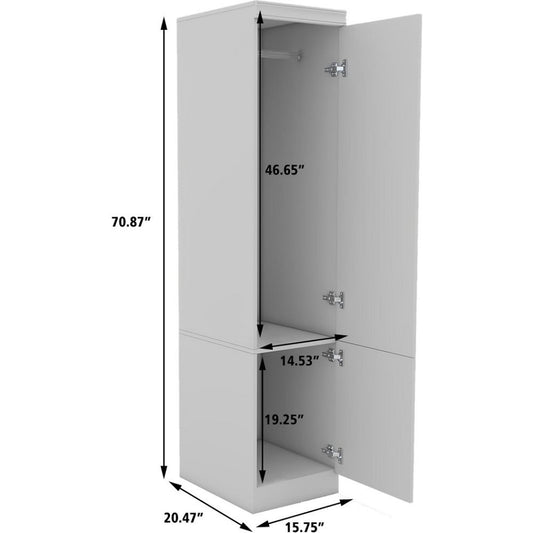 71" White Wood Mirrored Two Door Combo Dresser