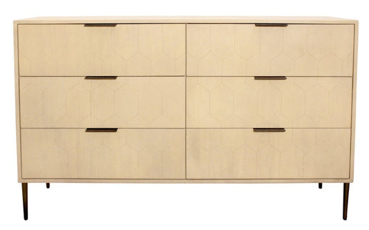 56" Natural Solid Wood Six Drawer Dresser