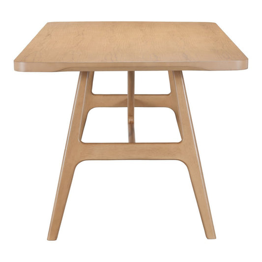 63" Natural Wood and Solid Wood Pedestal Base Dining Table