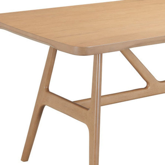 63" Natural Solid Wood Trestle Base Dining Table